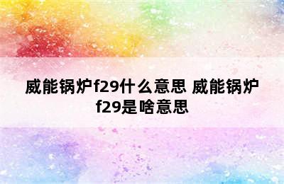 威能锅炉f29什么意思 威能锅炉f29是啥意思